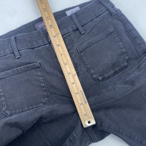 NYDJ Women's Size 10 Black Denim Cropped Wide Leg Trinity Button Fly Jeans Raw - Picture 13 of 14